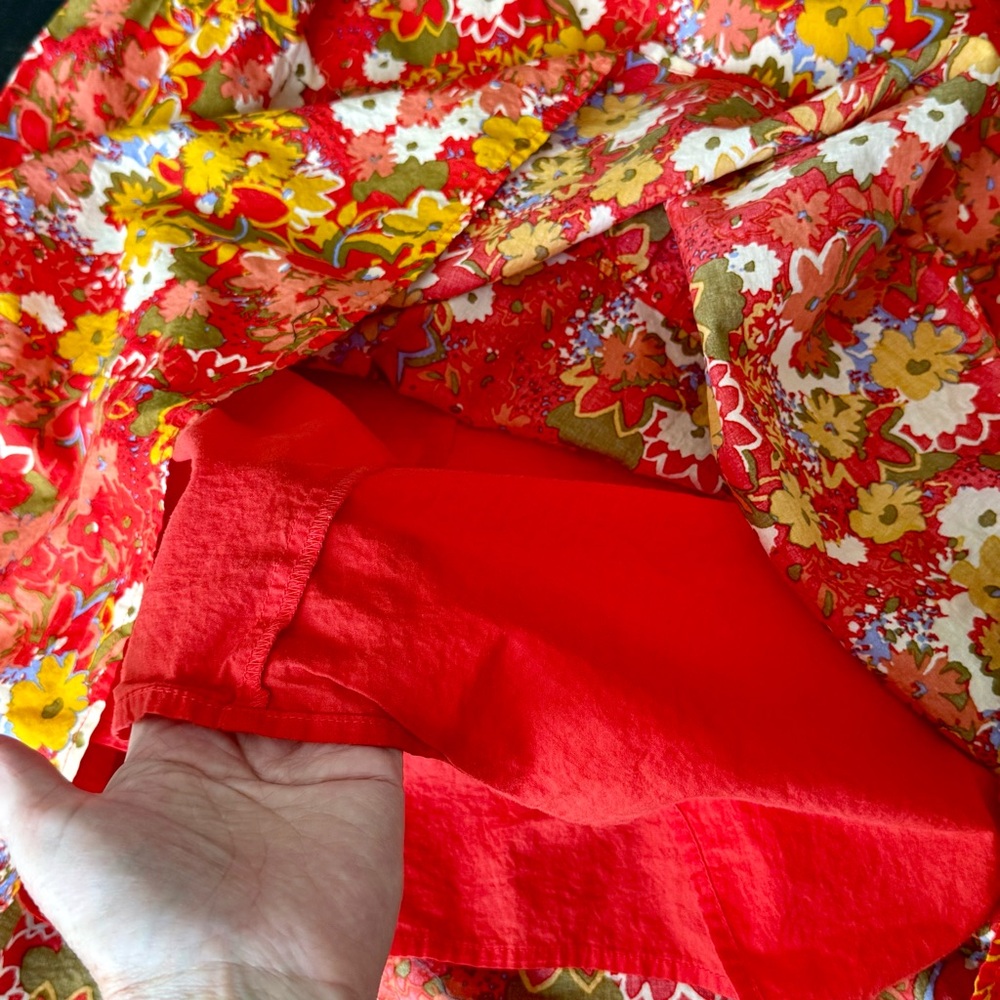 Loft Red Floral Mini Dress-Adjustable Straps-Lined-Women’s Size Medium EUC - Picture 4 of 13